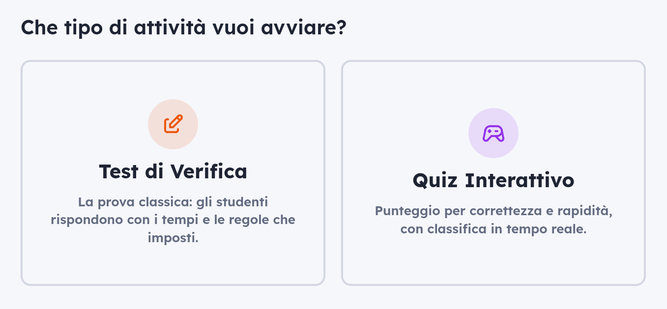 Scelta tipo di prova