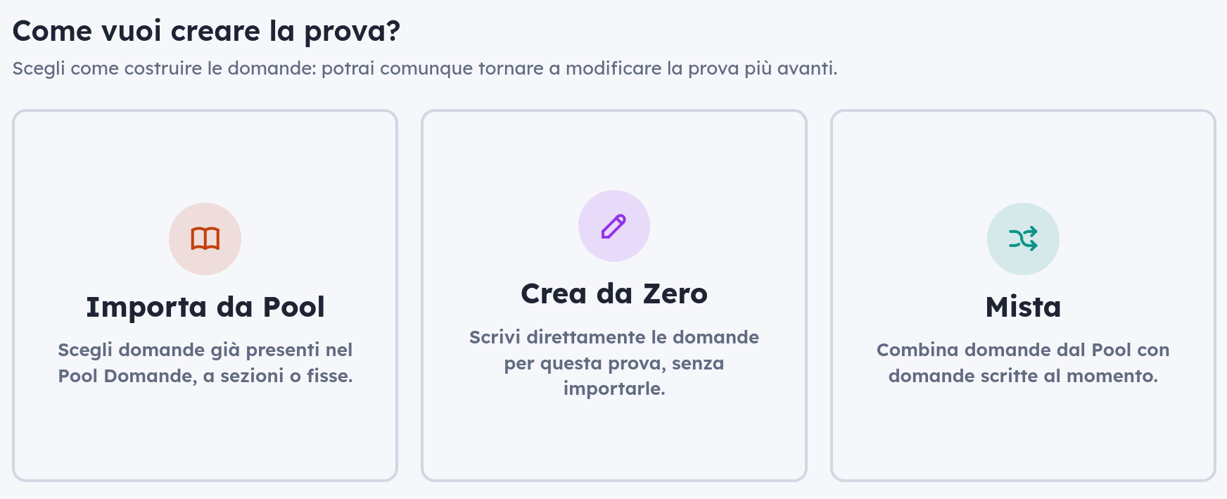 Il popup di creazione prova