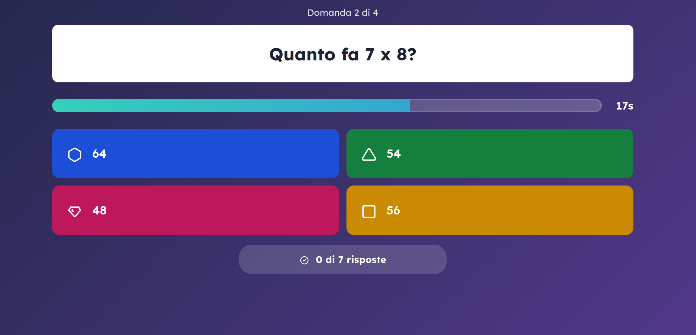 Lavagna nel quiz interattivo lato docente
